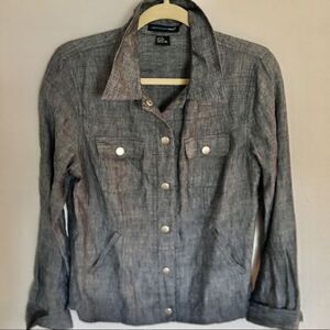 St Tropez West Linen Cropped Jacket - M chambray